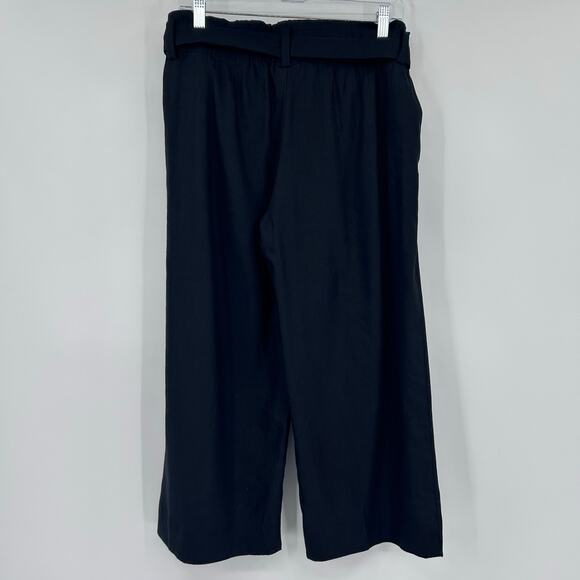 J Jill Linen Stretch Belted Paper Bag Waist Wide Leg Cropped Pants Womens Sz SP - Picture 8 of 11